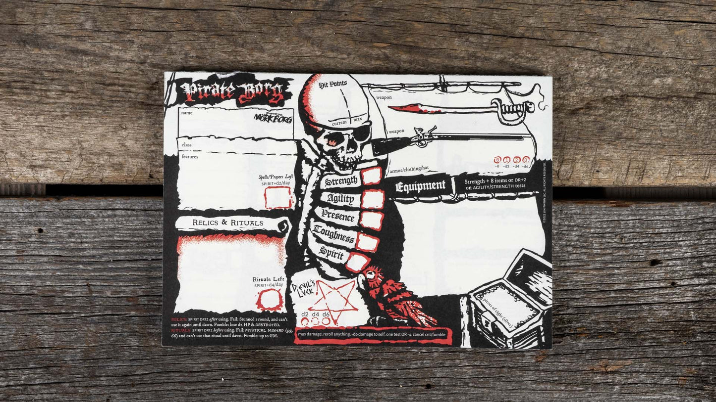 PIRATE BORG Character Sheet Pad