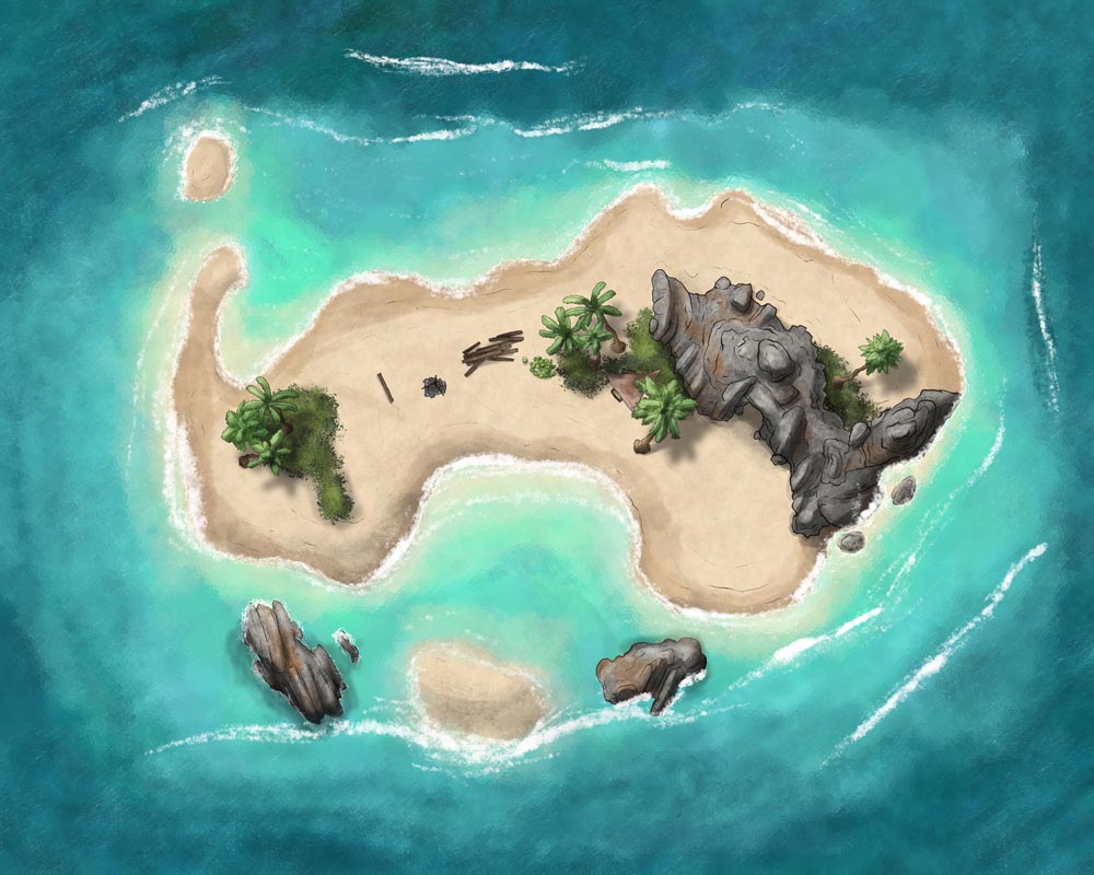 Desert Island and Sea Cave