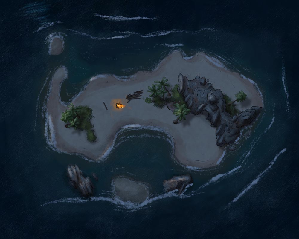 Desert Island and Sea Cave