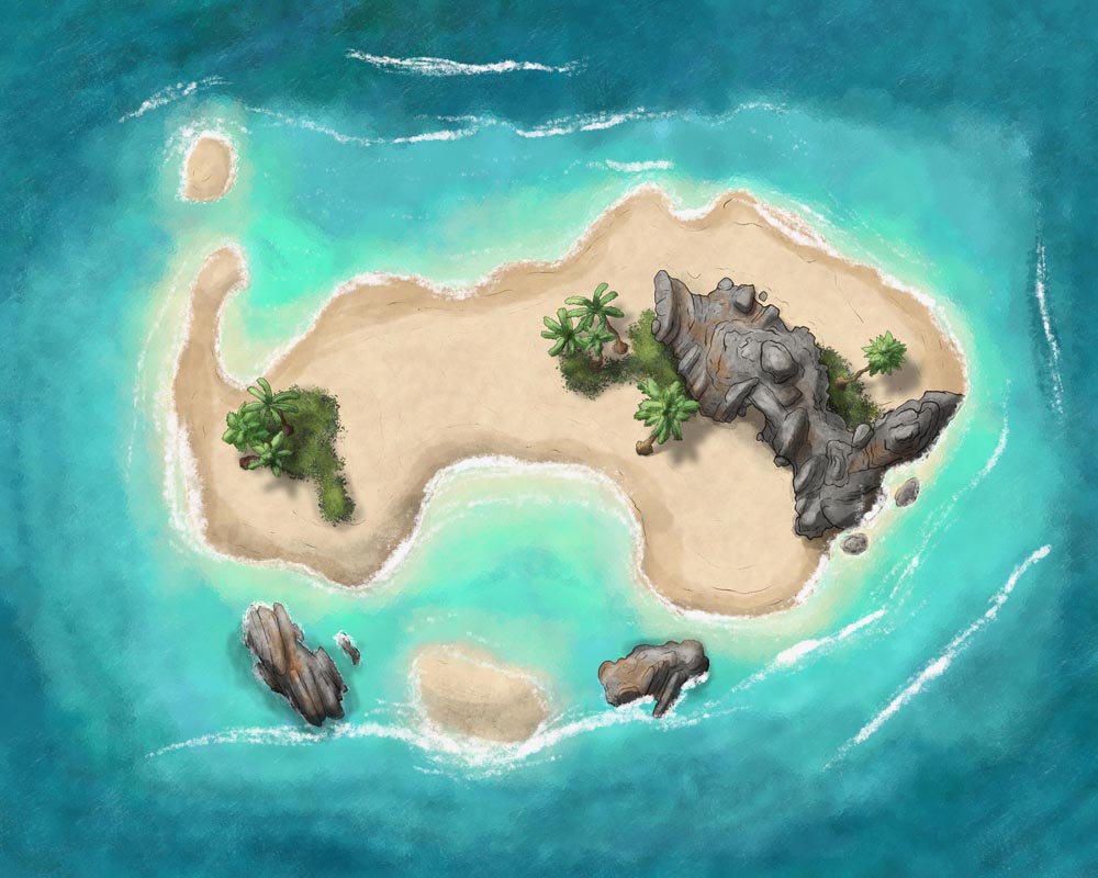 Desert Island and Sea Cave