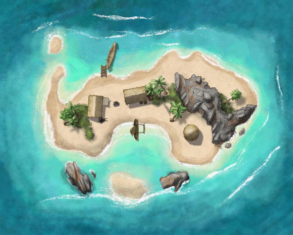 Desert Island and Sea Cave