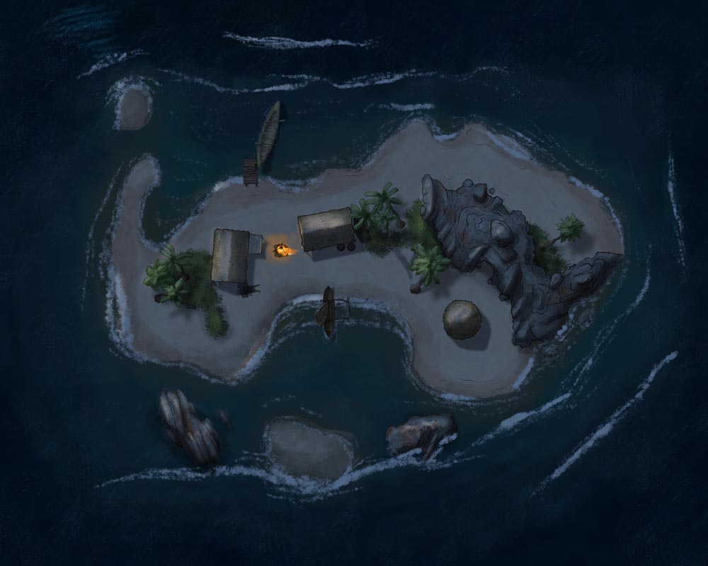 Desert Island and Sea Cave