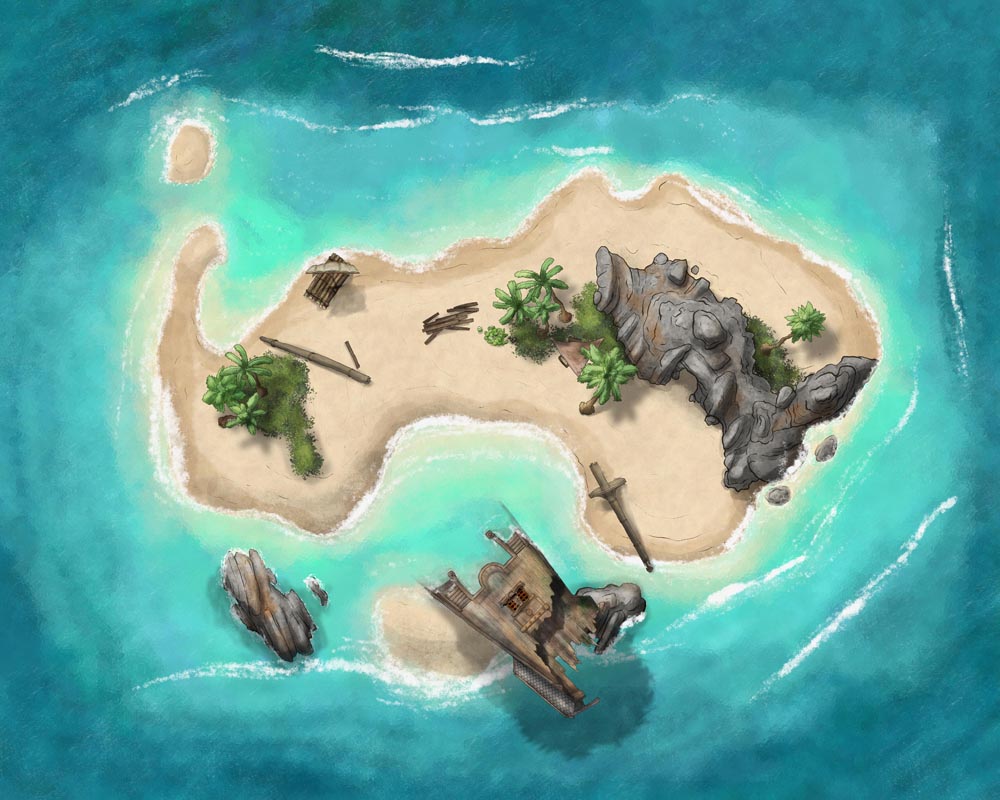 Desert Island and Sea Cave