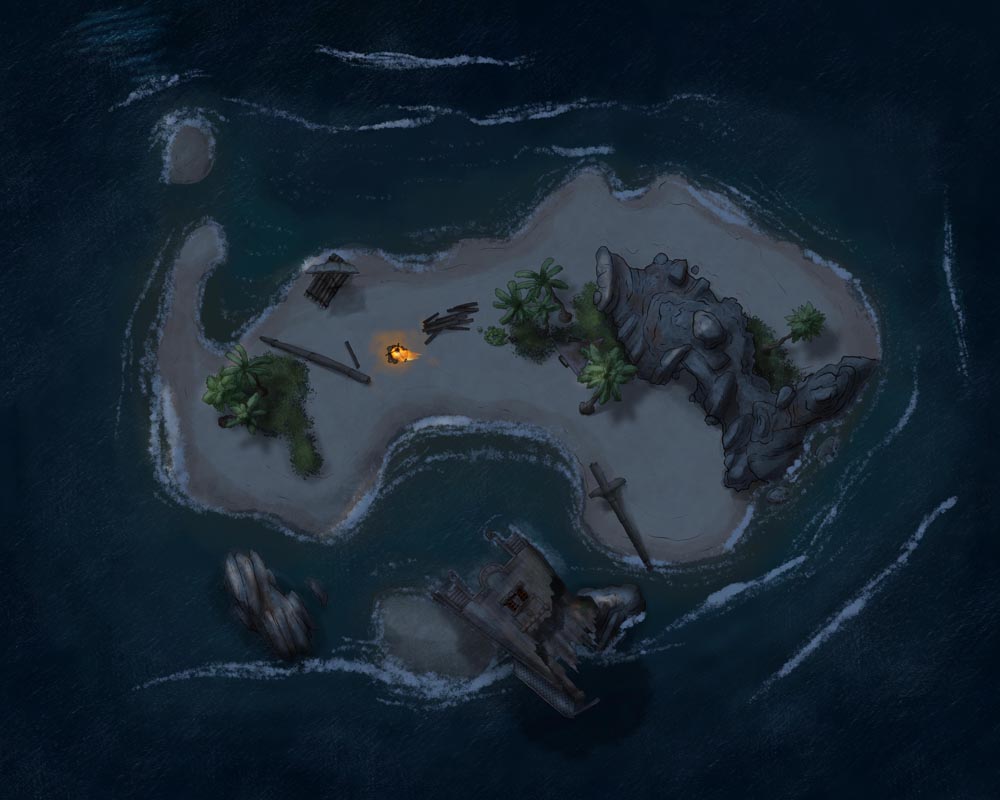 Desert Island and Sea Cave