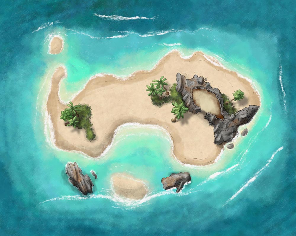 Desert Island and Sea Cave