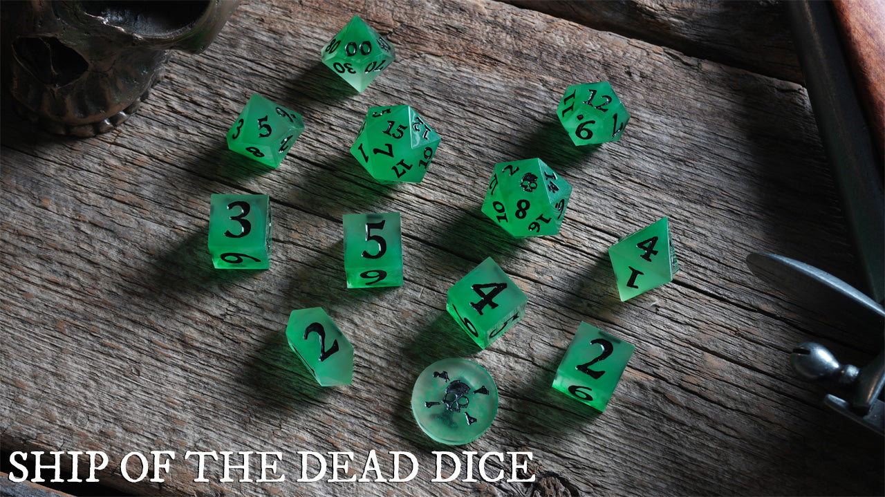 Resin Dice - Ship of the Dead 12pc - Glow in the Dark