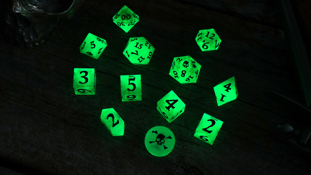 Resin Dice - Ship of the Dead 12pc - Glow in the Dark